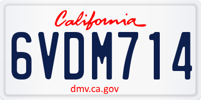 CA license plate 6VDM714