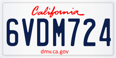 CA license plate 6VDM724
