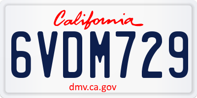 CA license plate 6VDM729
