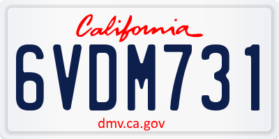 CA license plate 6VDM731