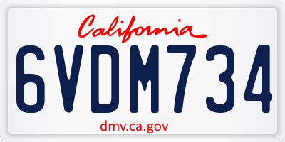 CA license plate 6VDM734