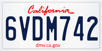CA license plate 6VDM742