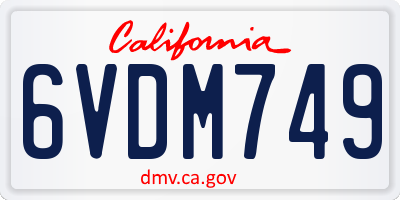 CA license plate 6VDM749