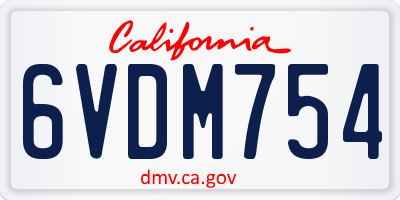 CA license plate 6VDM754