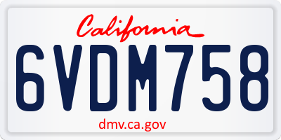 CA license plate 6VDM758