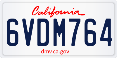 CA license plate 6VDM764