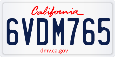 CA license plate 6VDM765