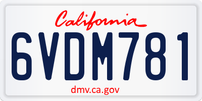 CA license plate 6VDM781