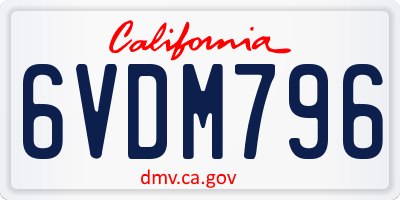CA license plate 6VDM796