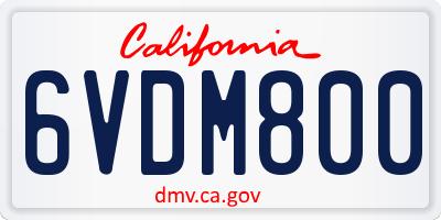 CA license plate 6VDM800