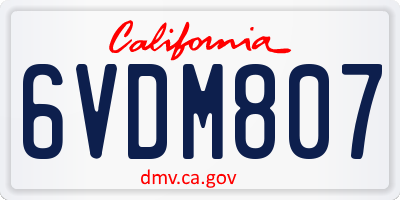 CA license plate 6VDM807