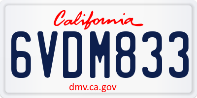 CA license plate 6VDM833