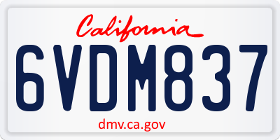 CA license plate 6VDM837