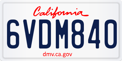 CA license plate 6VDM840