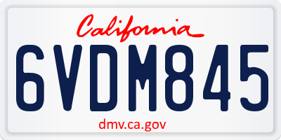 CA license plate 6VDM845