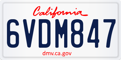 CA license plate 6VDM847