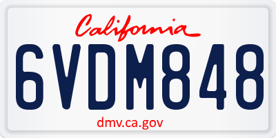 CA license plate 6VDM848