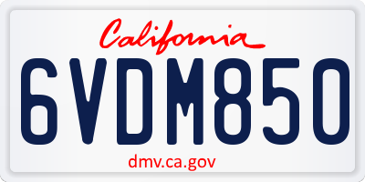 CA license plate 6VDM850
