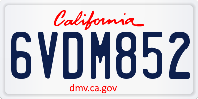 CA license plate 6VDM852