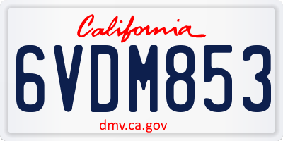 CA license plate 6VDM853