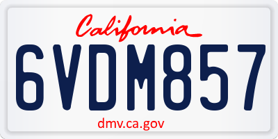 CA license plate 6VDM857