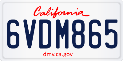 CA license plate 6VDM865