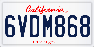 CA license plate 6VDM868