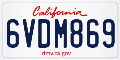 CA license plate 6VDM869