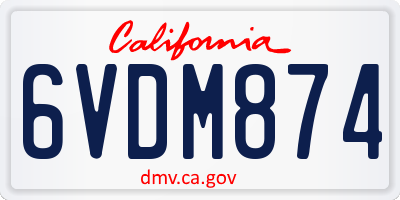 CA license plate 6VDM874