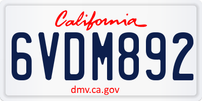 CA license plate 6VDM892