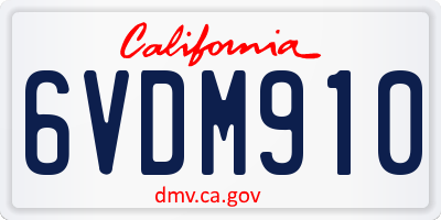 CA license plate 6VDM910