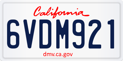 CA license plate 6VDM921