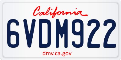 CA license plate 6VDM922