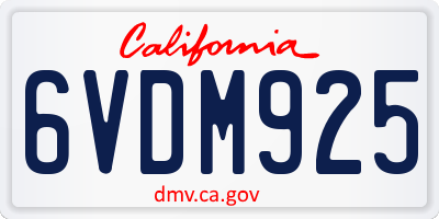 CA license plate 6VDM925