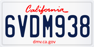 CA license plate 6VDM938