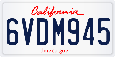 CA license plate 6VDM945