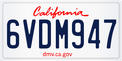 CA license plate 6VDM947