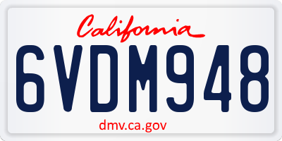 CA license plate 6VDM948
