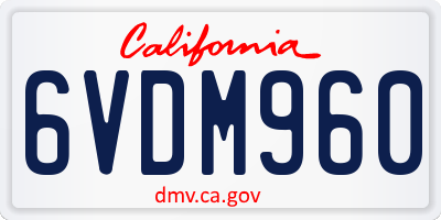 CA license plate 6VDM960