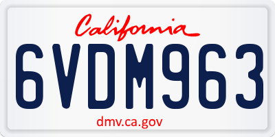 CA license plate 6VDM963