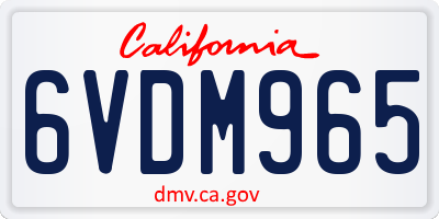 CA license plate 6VDM965
