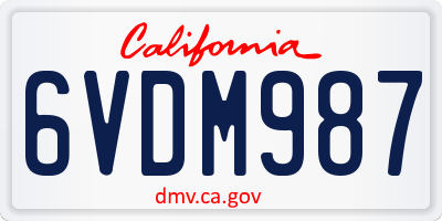 CA license plate 6VDM987