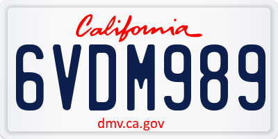 CA license plate 6VDM989