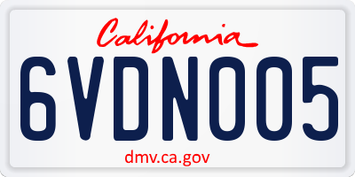 CA license plate 6VDN005
