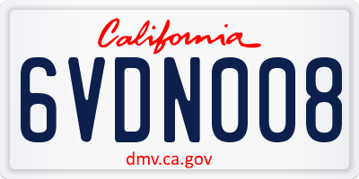CA license plate 6VDN008