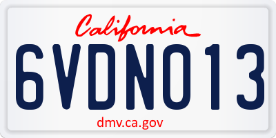 CA license plate 6VDN013