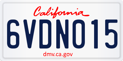 CA license plate 6VDN015