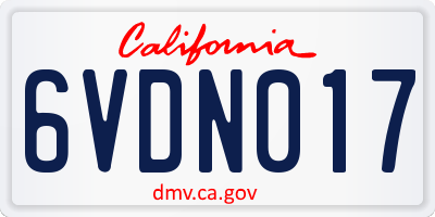CA license plate 6VDN017