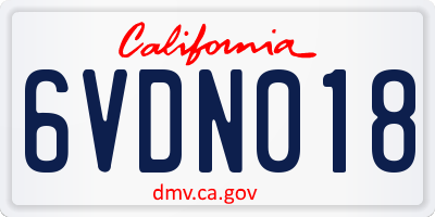 CA license plate 6VDN018