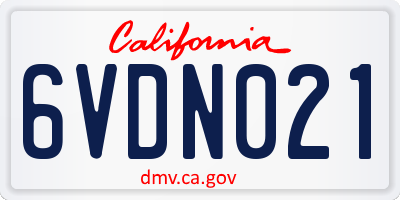 CA license plate 6VDN021